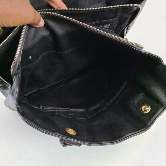 Elie Tahari Black Leather Shoulder Bag Braided Handle - Picture 6 of 11